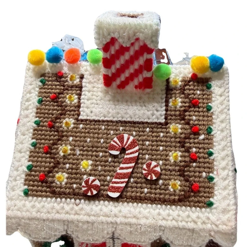 Vintage Handmade Plastic Canvas Needlepoint‎ Christmas House Gingerbread Decor